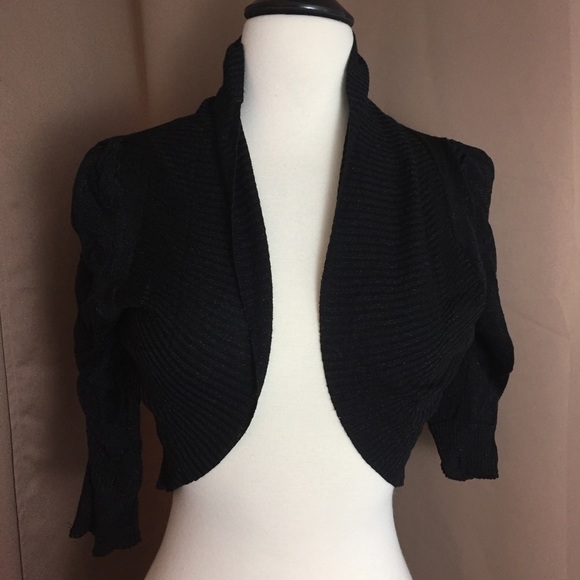 Sweaters - Black Sparkly Shrug